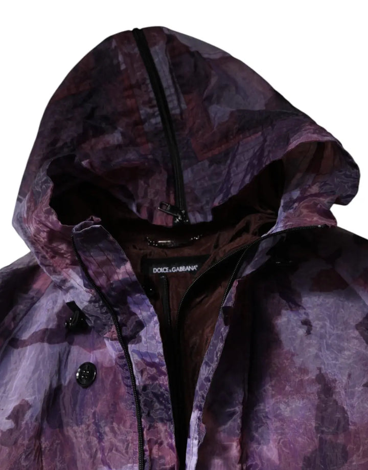 Dolce &amp; Gabbana Purple Camouflage Hooded Men Blouson Jacket