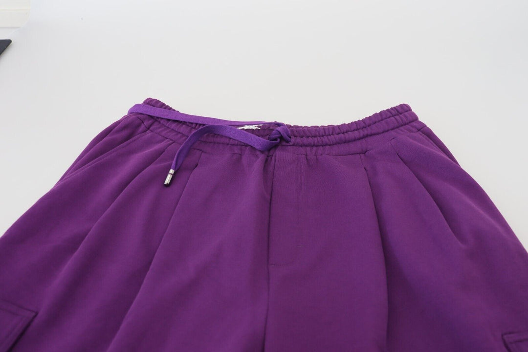 Dolce &amp; Gabbana Purple Cotton Cargo Sweatpants Jogging Pants