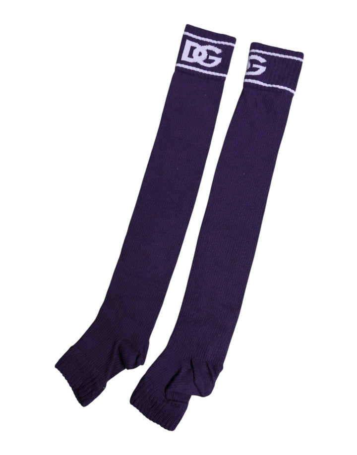 Dolce &amp; Gabbana Purple Cotton Dg Logo Print Open Toe Socks