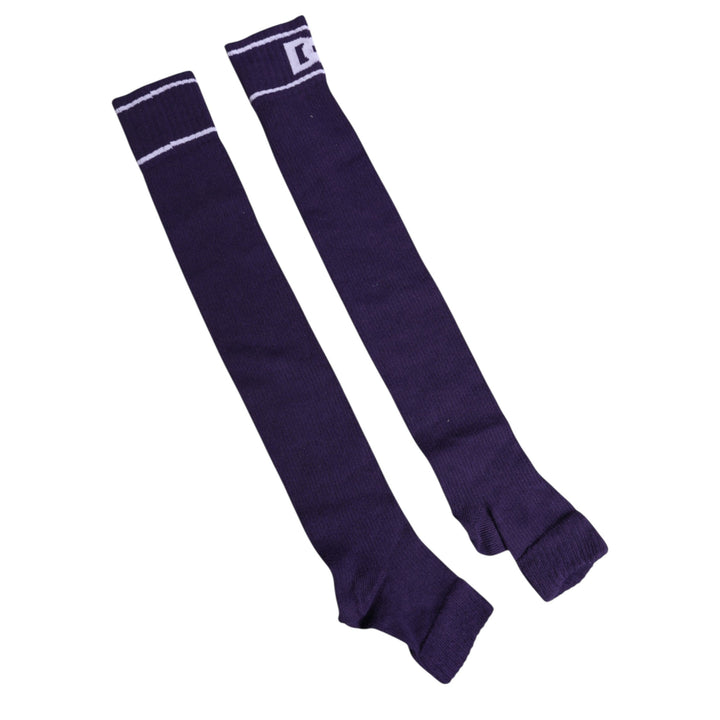 Dolce &amp; Gabbana Purple Cotton Dg Logo Print Open Toe Socks