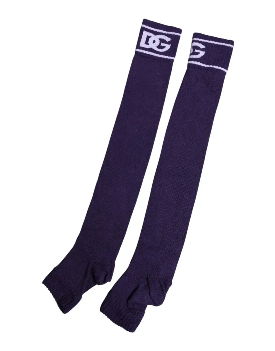 Dolce &amp; Gabbana Purple Cotton DG Logo Print Open Toe Socks