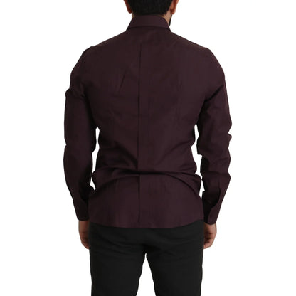 Dolce & Gabbana Purple Cotton GOLD Slim Fit Dress Shirt