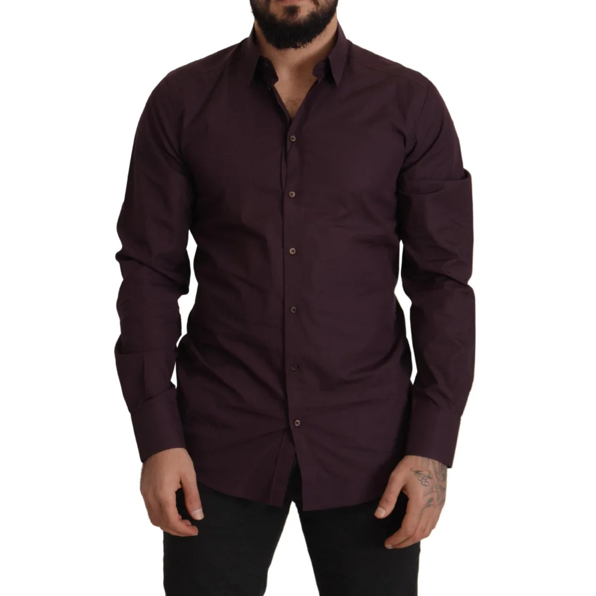Dolce & Gabbana Purple Cotton GOLD Slim Fit Dress Shirt