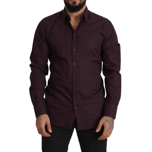 Dolce & Gabbana Purple Cotton GOLD Slim Fit Dress Shirt