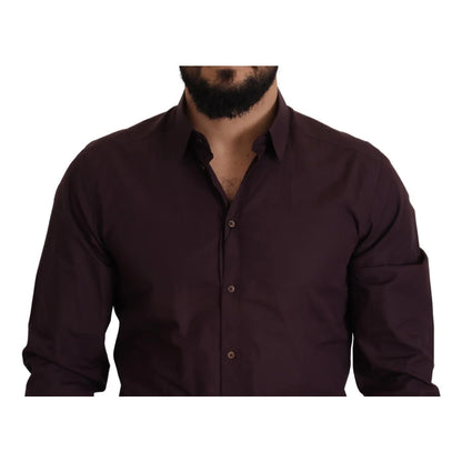Dolce & Gabbana Purple Cotton GOLD Slim Fit Dress Shirt