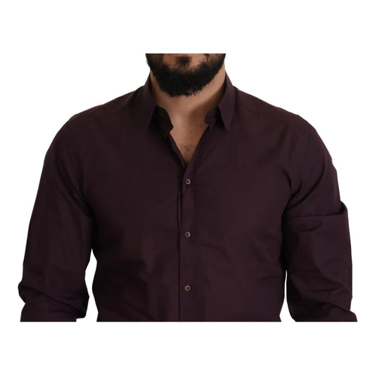 Dolce & Gabbana Purple Cotton GOLD Slim Fit Dress Shirt