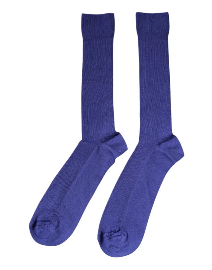Dolce &amp; Gabbana Purple Cotton Logo Over The Calf Socks