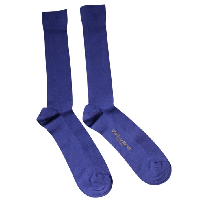 Dolce &amp; Gabbana Purple Cotton Logo Over The Calf Socks