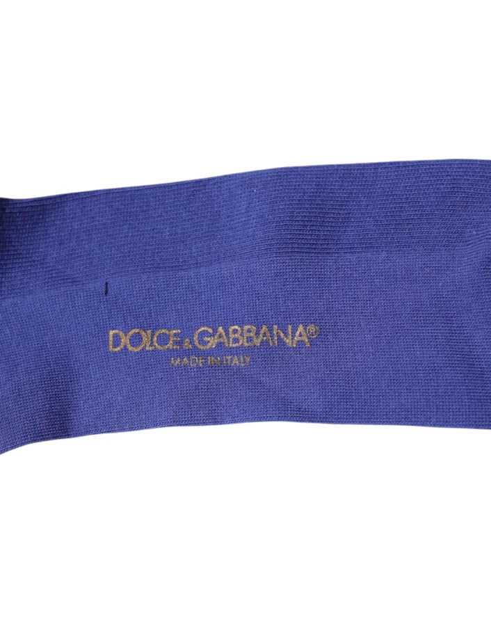 Dolce &amp; Gabbana Purple Cotton Logo Over The Calf Socks