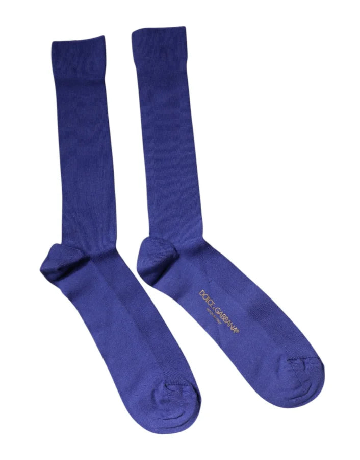 Dolce &amp; Gabbana Purple Cotton Logo Over The Calf Socks
