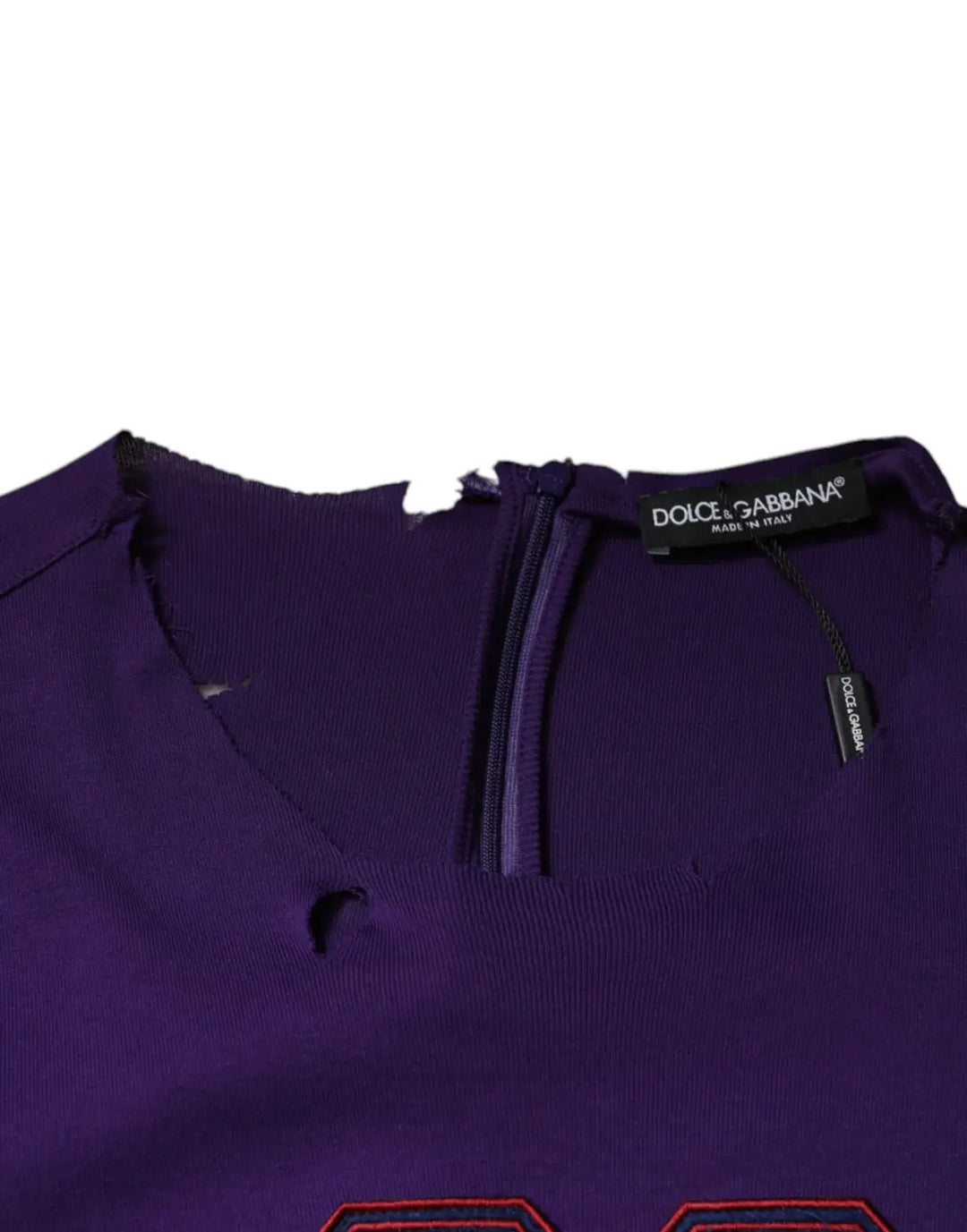 Dolce &amp; Gabbana Purple Cotton Round Neck Pullover Men Sweater