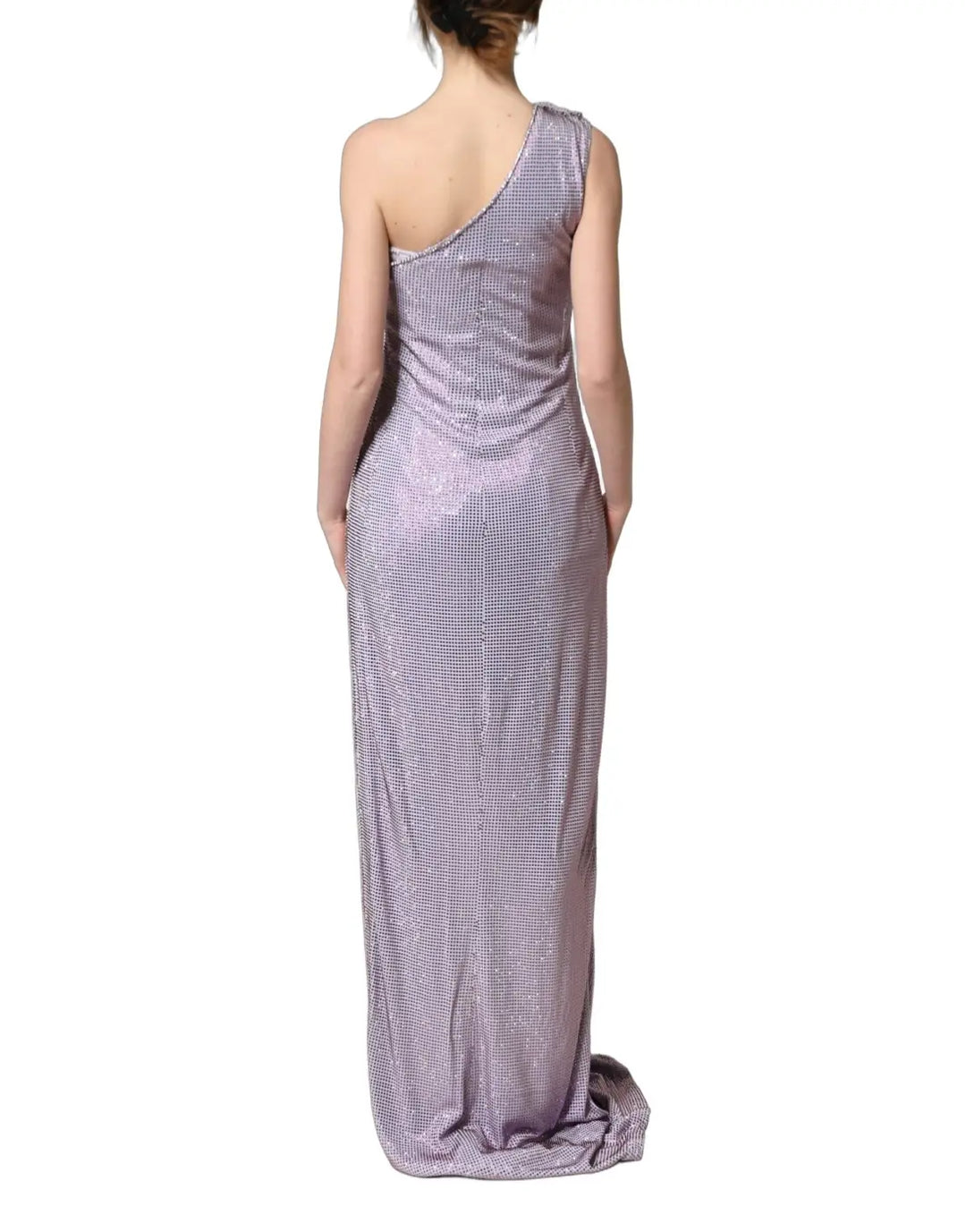 Dolce &amp; Gabbana Purple Crystal OneShoulder EveningGown Dress