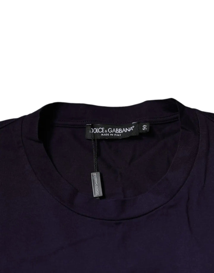 Dolce &amp; Gabbana Purple DG Logo Cotton Crew Neck T-shirt