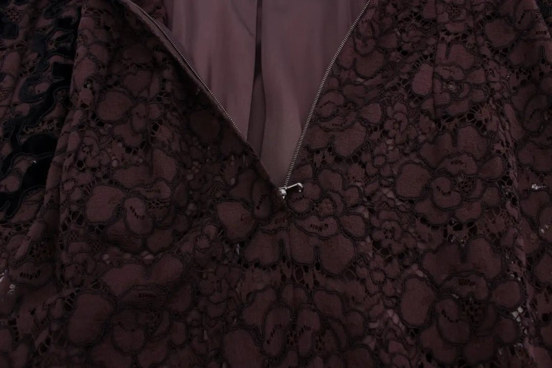 Dolce &amp; Gabbana Purple Floral Lace Ricamo Maxi Dress