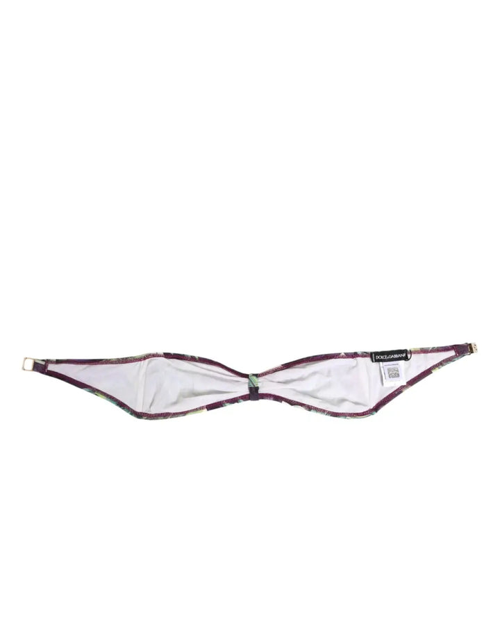 Dolce &amp; Gabbana Purple Green Leaf Print Bandeau Swimwear Underwear