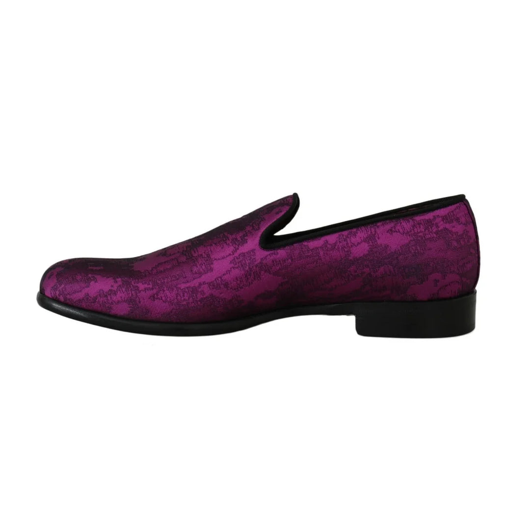Dolce & Gabbana Purple Jacquard Loafers Dress Formal Shoes