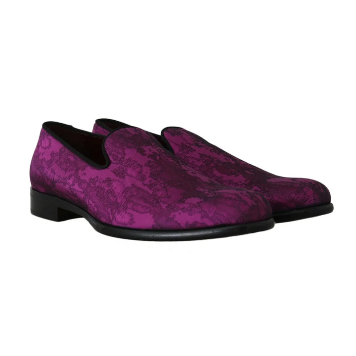Dolce & Gabbana Purple Jacquard Loafers Dress Formal Shoes