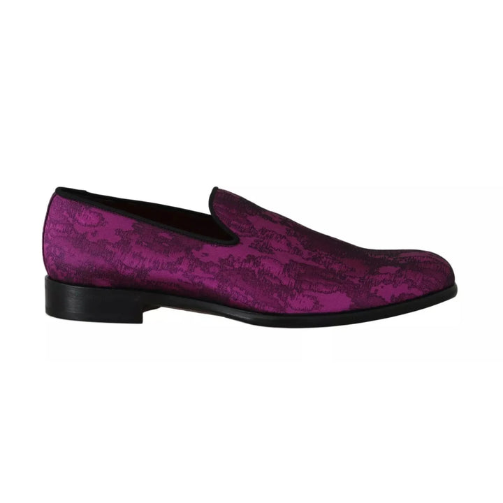 Dolce & Gabbana Purple Jacquard Loafers Dress Formal Shoes