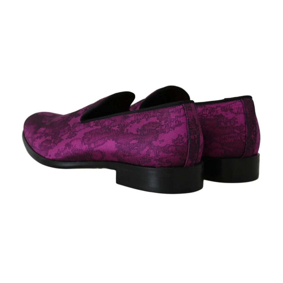 Dolce & Gabbana Purple Jacquard Loafers Dress Formal Shoes