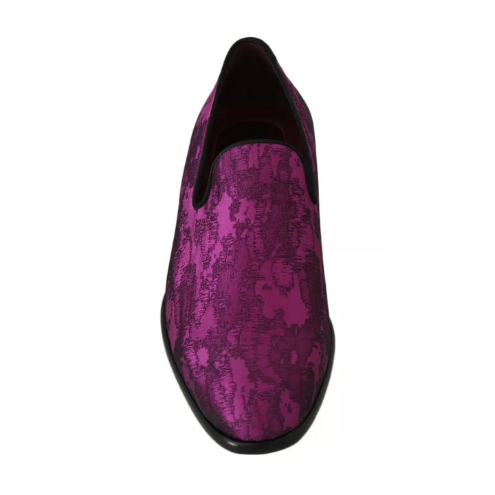 Dolce & Gabbana Purple Jacquard Loafers Dress Formal Shoes