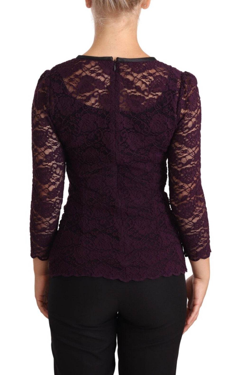 Dolce & Gabbana - Purple Lace Long Sleeve Top Blouse
