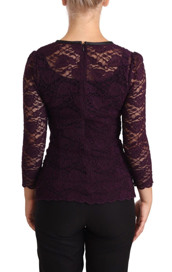 Dolce &amp; Gabbana - Purple Lace Long Sleeve Top Blouse