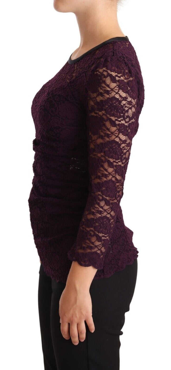 Dolce &amp; Gabbana - Purple Lace Long Sleeve Top Blouse