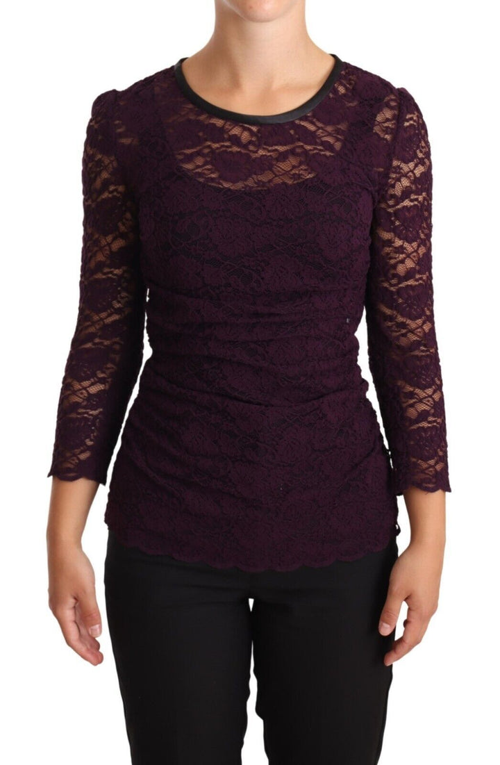 Dolce &amp; Gabbana - Purple Lace Long Sleeve Top Blouse