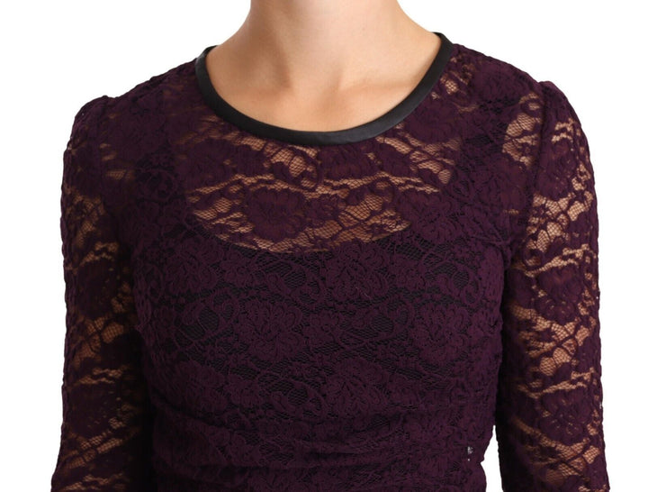 Dolce &amp; Gabbana - Purple Lace Long Sleeve Top Blouse