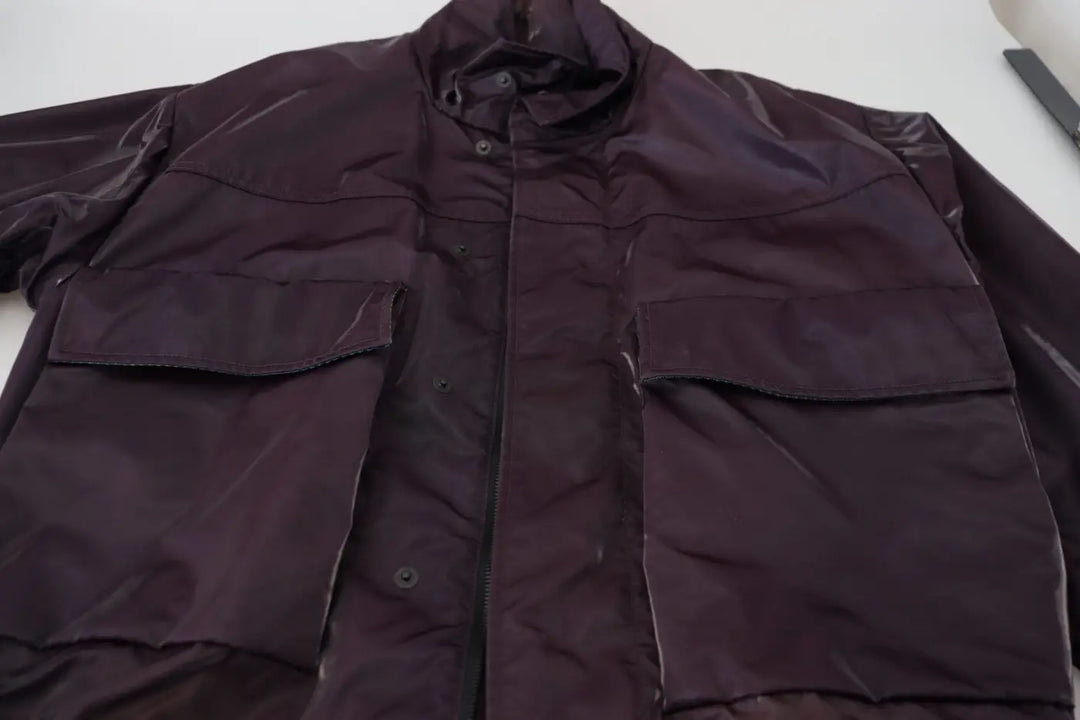 Dolce &amp; Gabbana Purple Nylon Collared Biker Coat Jacket