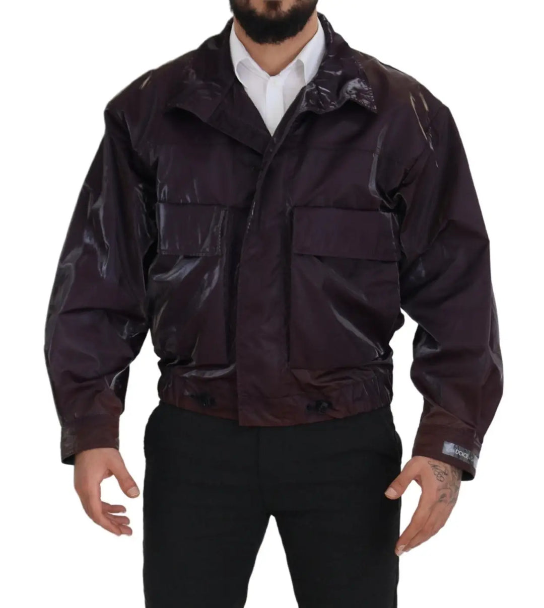 Dolce &amp; Gabbana Purple Nylon Collared Biker Coat Jacket