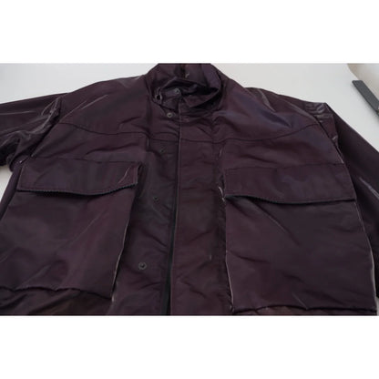 Dolce & Gabbana Purple Nylon Collared Biker Coat Jacket