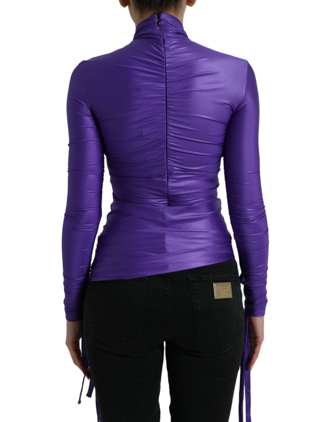 Dolce &amp; Gabbana - Purple Nylon Stretch Slim Long Sleeves Top