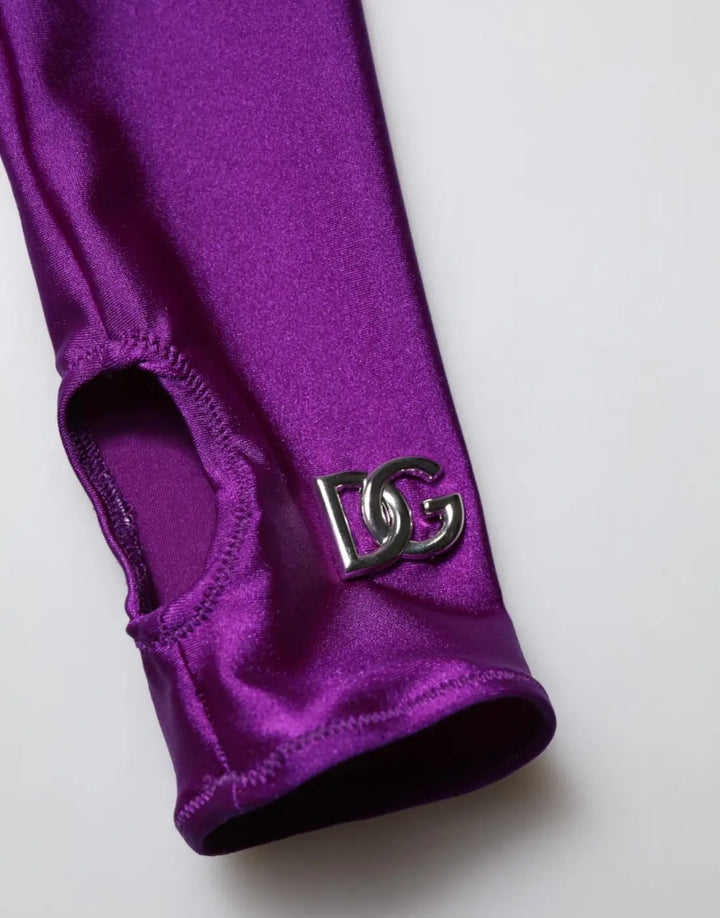Dolce &amp; Gabbana Purple Nylon Turtleneck Bodycon Jumpsuit Dress