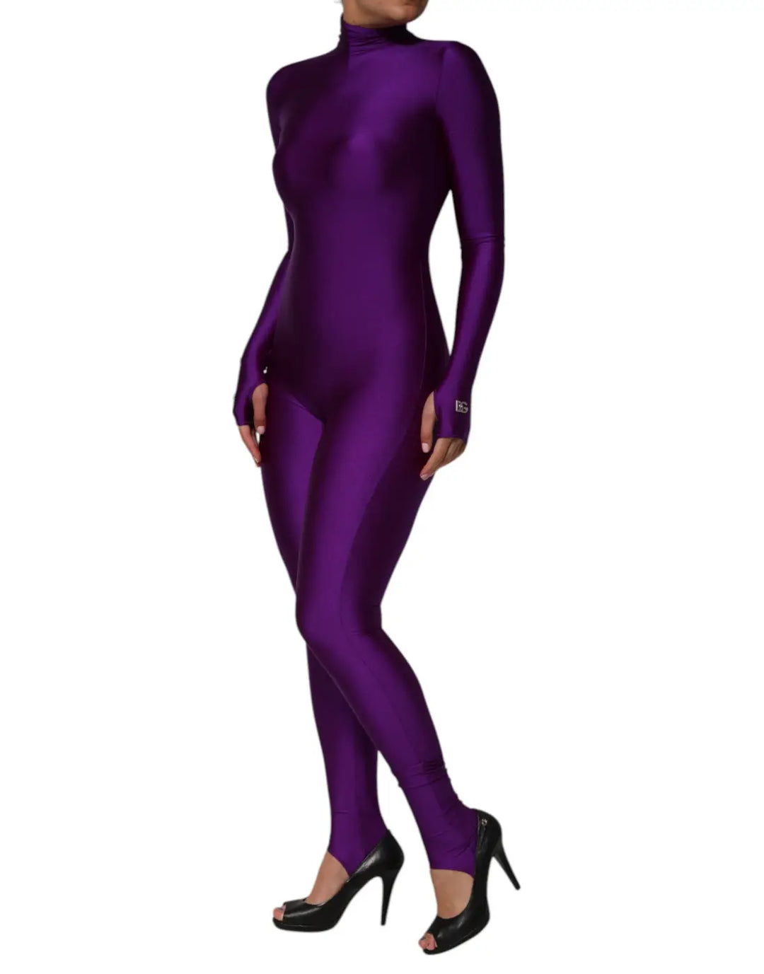 Dolce &amp; Gabbana Purple Nylon Turtleneck Bodycon Jumpsuit Dress
