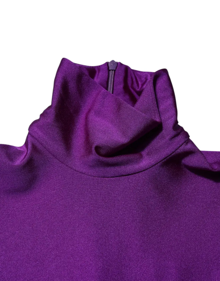 Dolce &amp; Gabbana Purple Nylon Turtleneck Bodycon Jumpsuit Dress