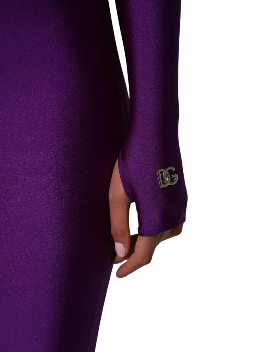 Dolce &amp; Gabbana Purple Nylon Turtleneck Bodycon Jumpsuit Dress