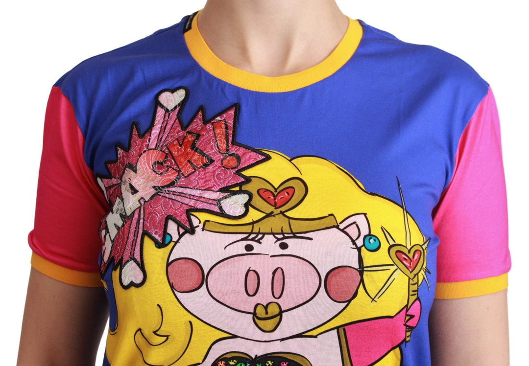 Dolce &amp; Gabbana - Purple PIG SUPERGIRL Top Cotton T-shirt