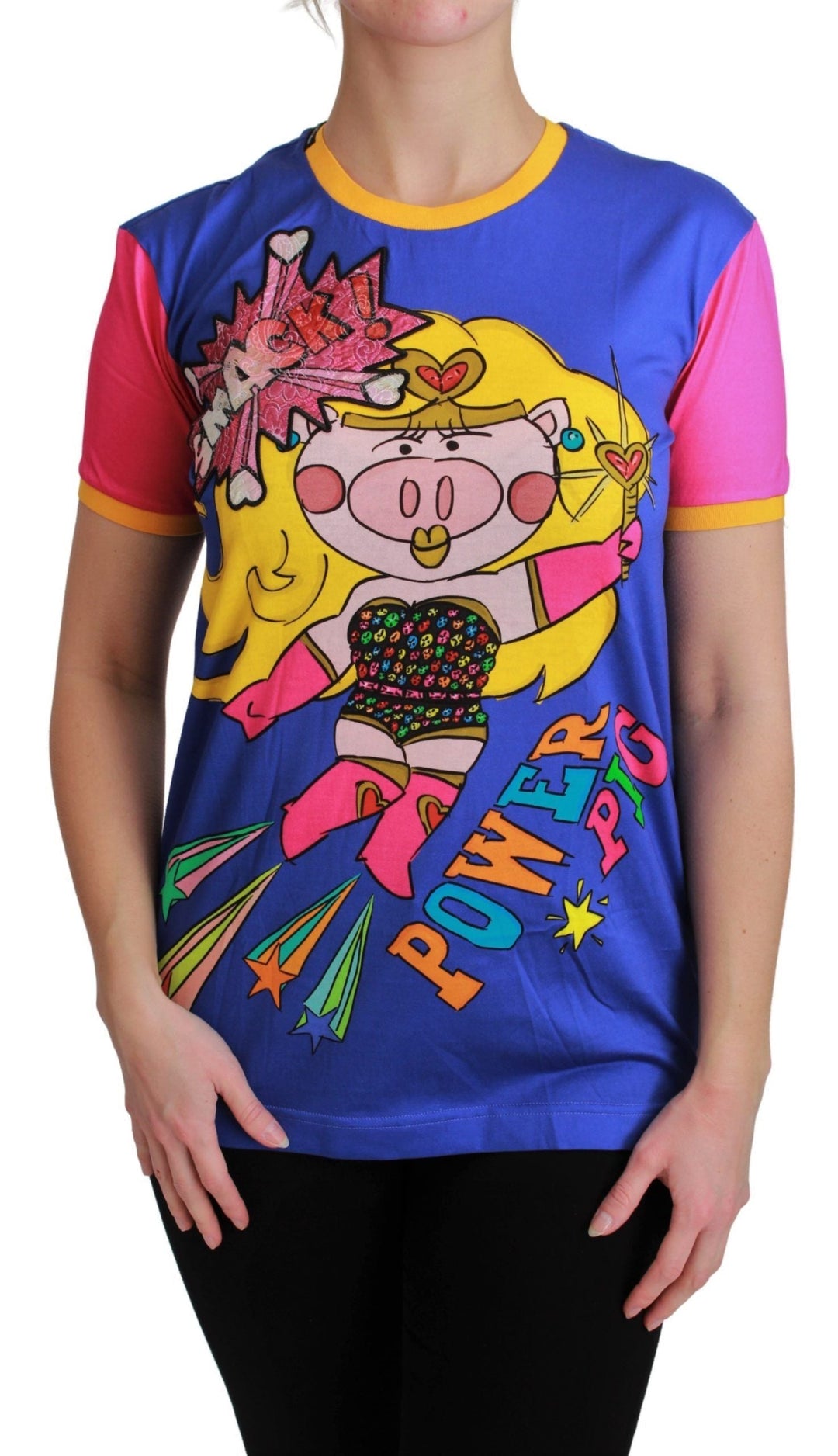 Dolce &amp; Gabbana - Purple PIG SUPERGIRL Top Cotton T-shirt
