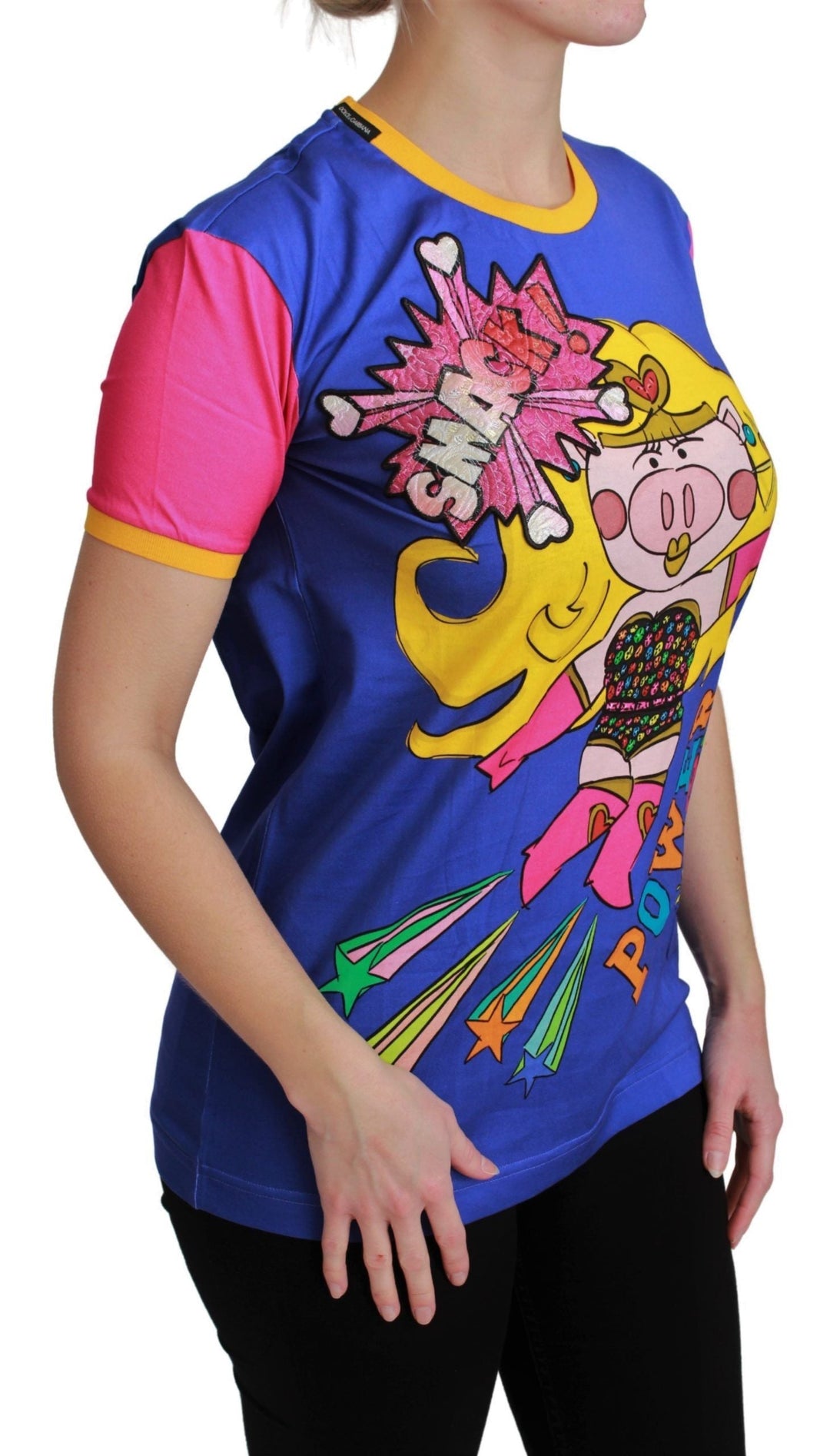Dolce &amp; Gabbana - Purple PIG SUPERGIRL Top Cotton T-shirt