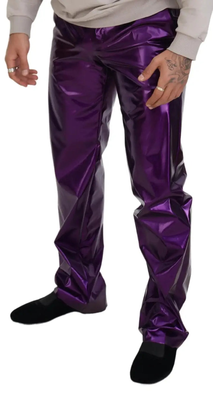 Dolce &amp; Gabbana Purple Shining Men Casual Pants