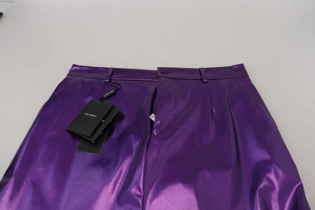 Dolce &amp; Gabbana Purple Shining Men Casual Pants