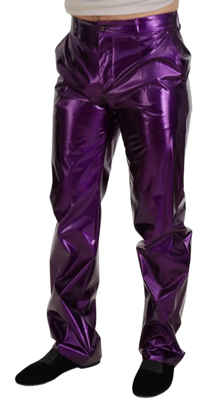 Dolce &amp; Gabbana Purple Shining Men Casual Pants