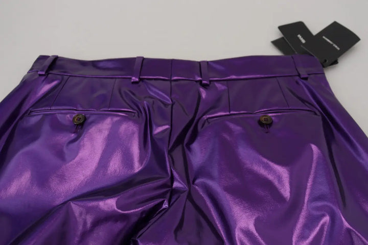 Dolce &amp; Gabbana Purple Shining Men Casual Pants