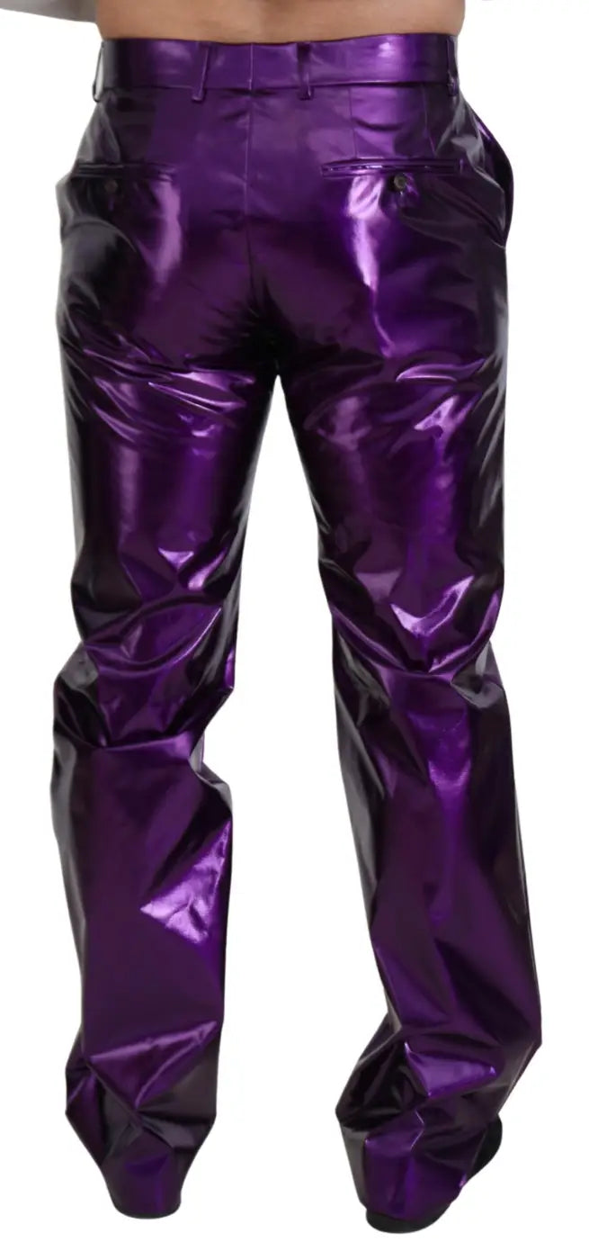 Dolce &amp; Gabbana Purple Shining Men Casual Pants