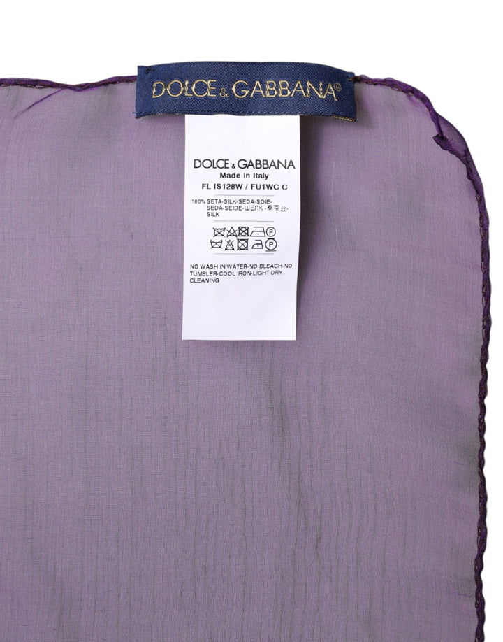 Dolce &amp; Gabbana Purple Silk Rectangle Wrap Shawl Scarf
