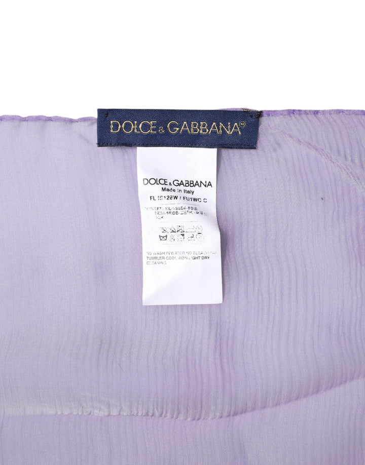 Dolce &amp; Gabbana Purple Silk Rectangle Wrap Shawl Scarf