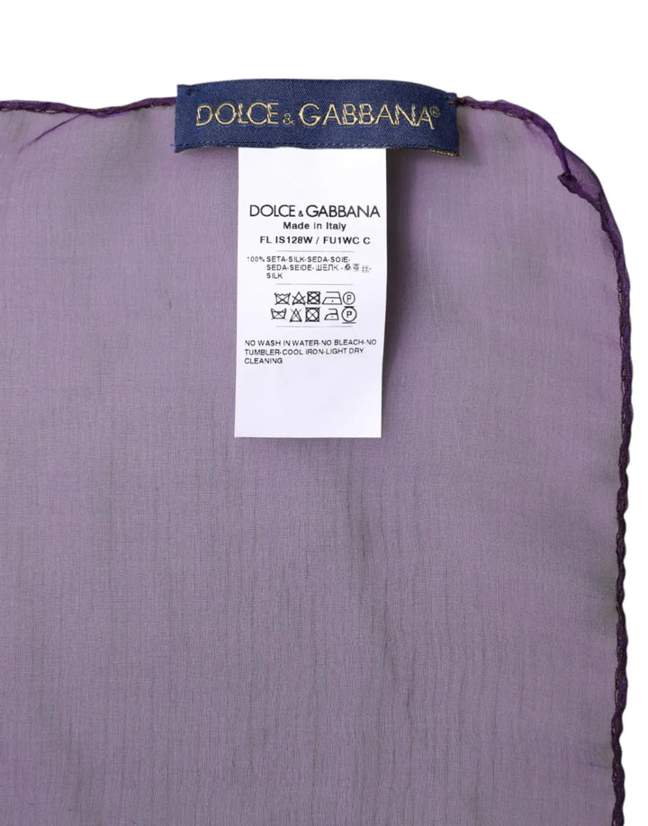 Dolce &amp; Gabbana Purple Silk Rectangle Wrap Shawl Scarf