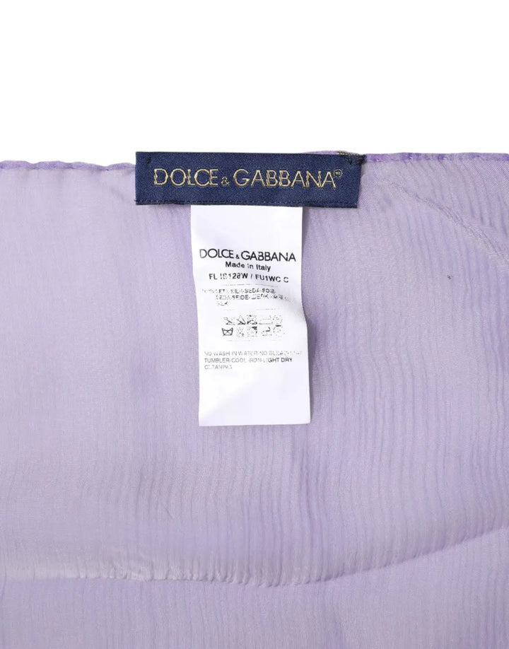 Dolce &amp; Gabbana Purple Silk Rectangle Wrap Shawl Scarf