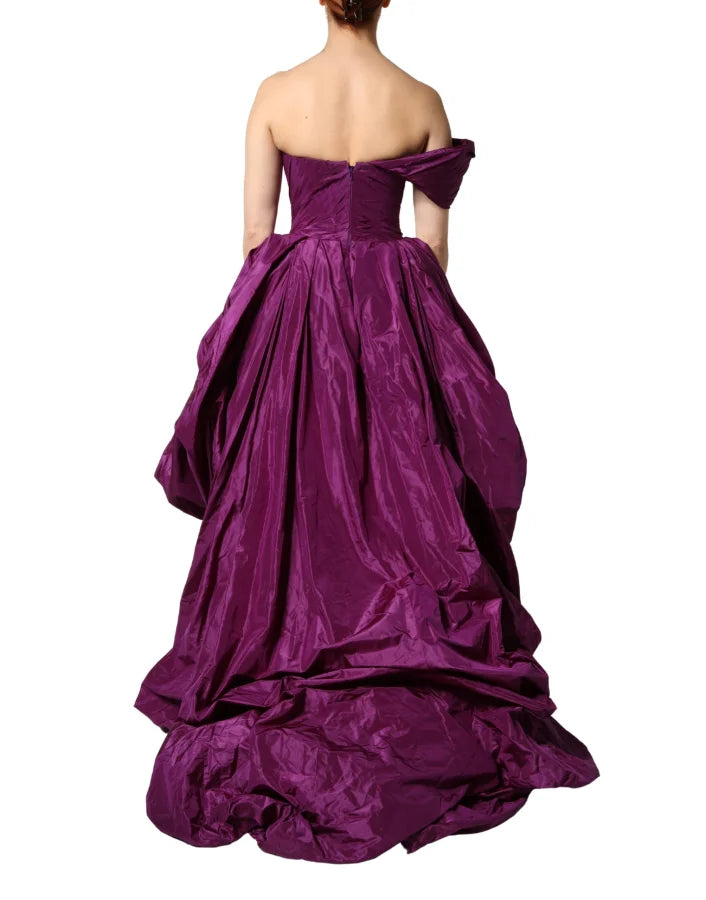 Dolce &amp; Gabbana Purple Strapless A-line Asymmetric Dress